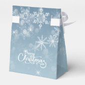 Frohe Weihnachten Snowflakes Blue Holiday Geschenkschachtel (Rückseite)