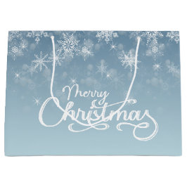 Frohe Weihnachten Snowflakes Blue Holiday Große Geschenktüte