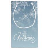 Frohe Weihnachten Snowflakes Blue Holiday Kleine Geschenktüte (Rückseite)