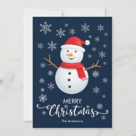 Frohe Weihnachten Snowman Blue Christmas Card