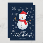 Frohe Weihnachten Snowman Blue Christmas Card (Vorne/Hinten)