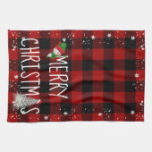 Frohe Weihnachten Snowman Buffalo Kariert Geschirrtuch (Horizontal)