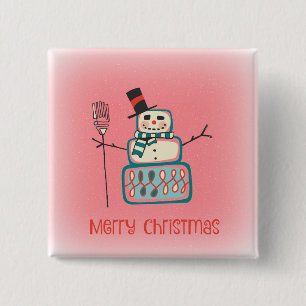 Frohe Weihnachten Snowman Button
