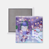 Frohe Weihnachten Snowman Cafe Magnet (Vorderseite/Rückseite)