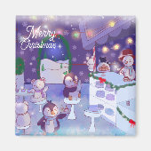Frohe Weihnachten Snowman Cafe Magnet (Vorne)