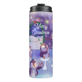 Frohe Weihnachten Snowman Cafe Thermosbecher