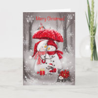 Frohe Weihnachten, Snowman Couple mit Schirm