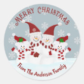 Frohe Weihnachten Snowman Custom Runder Aufkleber (Vorderseite)
