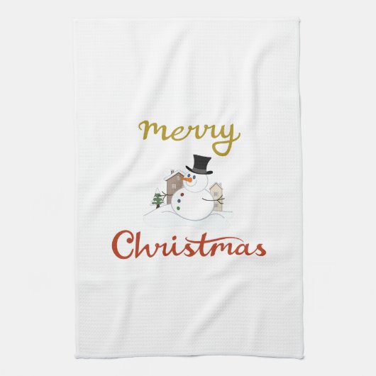 Frohe Weihnachten+Snowman Design Geschirrtuch (Vertikal)