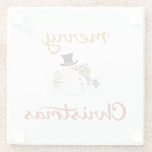 Frohe Weihnachten+Snowman Design Glasuntersetzer (Rückseite)
