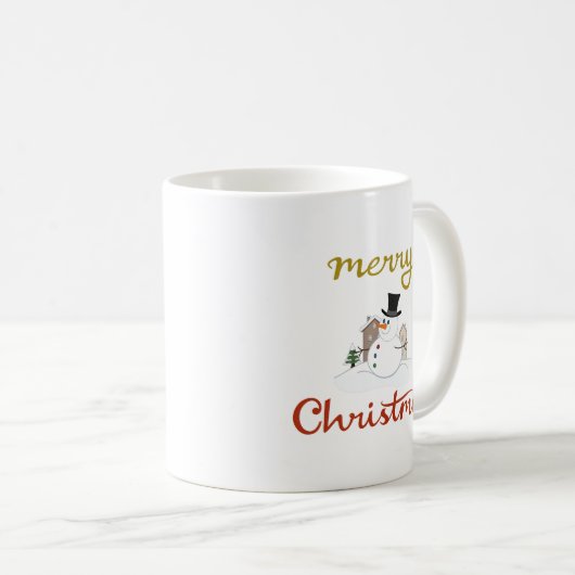 Frohe Weihnachten+Snowman Design Kaffeetasse (VorderseiteRechts)
