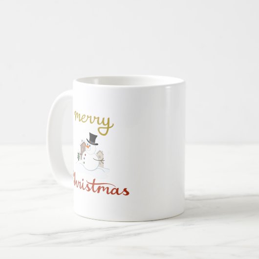 Frohe Weihnachten+Snowman Design Kaffeetasse (Vorderseite Links)