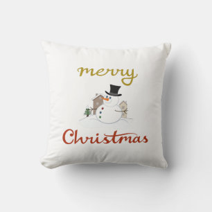 Frohe Weihnachten+Snowman Design Kissen