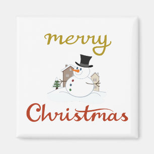 Frohe Weihnachten+Snowman Design Magnet