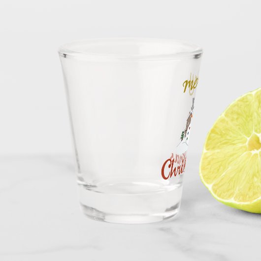 Frohe Weihnachten+Snowman Design Schnapsglas (Links)