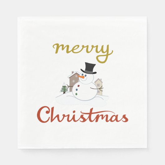 Frohe Weihnachten+Snowman Design Serviette (Vorderseite)