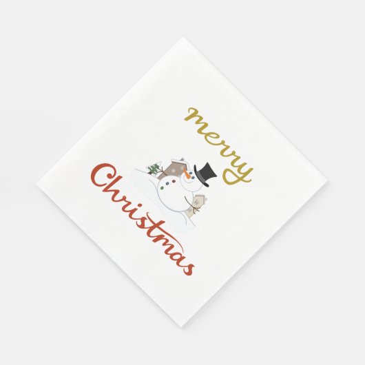 Frohe Weihnachten+Snowman Design Serviette (Ecke)