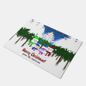 Frohe Weihnachten! Snowman Family Door Mat Fußmatte (Schrägansicht)