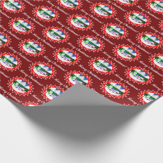 Frohe Weihnachten! Snowman Family Wrapping Paper Geschenkpapier (Ecke)