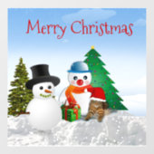 Frohe Weihnachten Snowman Fensteraufkleber (Blatt)