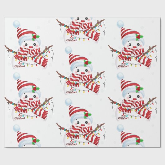 Frohe Weihnachten Snowman Geschenkpapier (Flach)