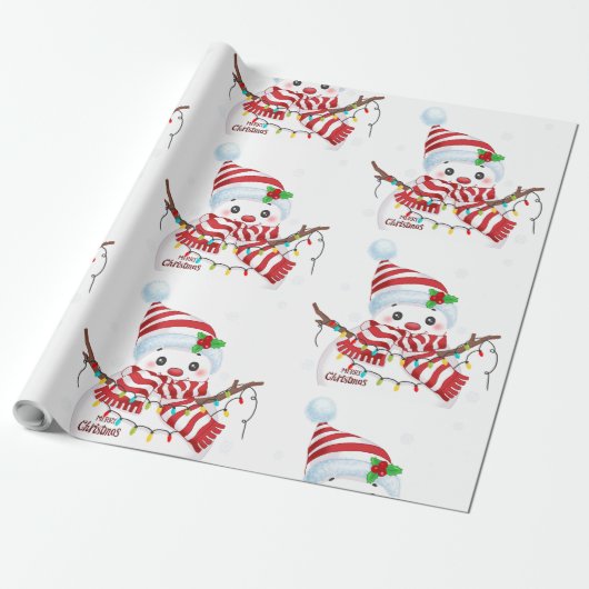 Frohe Weihnachten Snowman Geschenkpapier (Ungerollt)
