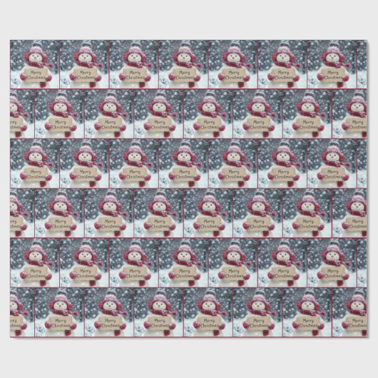 Frohe Weihnachten Snowman Geschenkpapier (Flach)