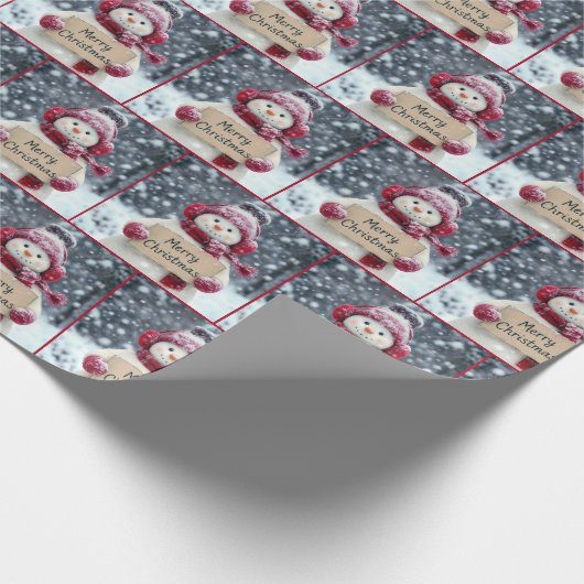 Frohe Weihnachten Snowman Geschenkpapier (Ecke)