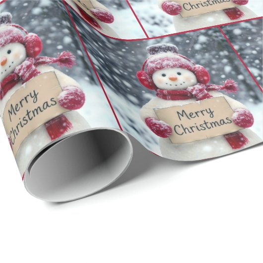 Frohe Weihnachten Snowman Geschenkpapier (Rolleneckpunkt)