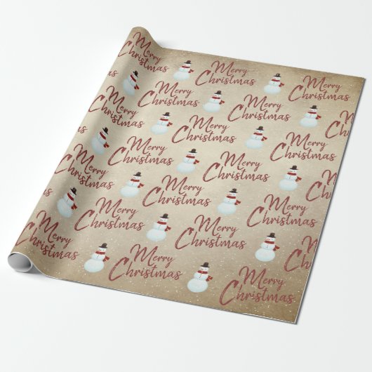Frohe Weihnachten Snowman Geschenkpapier (Ungerollt)
