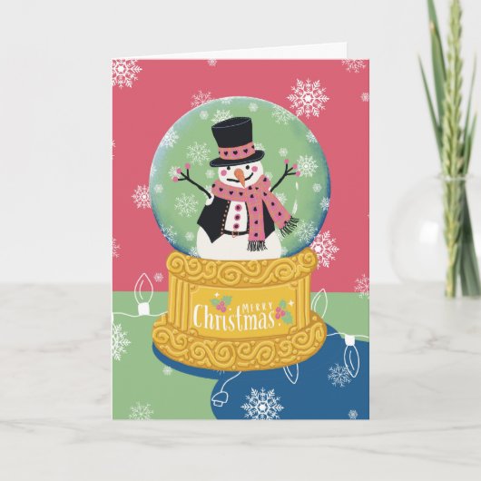 Frohe Weihnachten Snowman Globe Karte (Vorderseite)