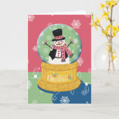 Frohe Weihnachten Snowman Globe Karte (Gelbe Blume)