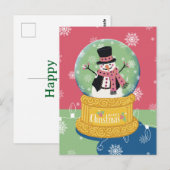 Frohe Weihnachten Snowman Globe Postkarte (Vorne/Hinten)