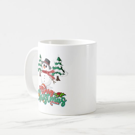 Frohe Weihnachten Snowman Kaffeetasse (Vorderseite Links)