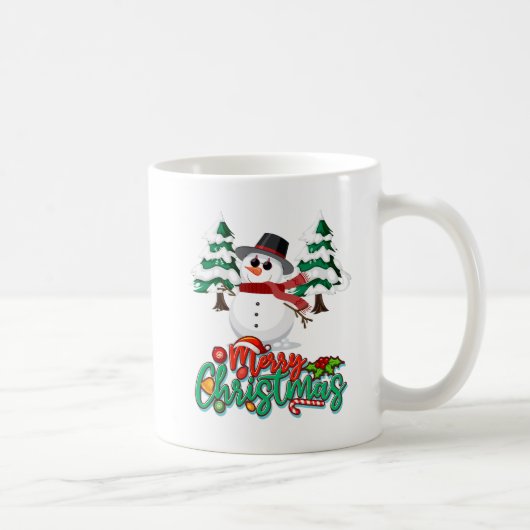 Frohe Weihnachten Snowman Kaffeetasse (Rechts)