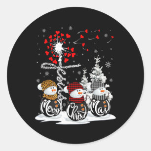 Frohe Weihnachten Snowman Leopard Buffalo Red Kari Runder Aufkleber