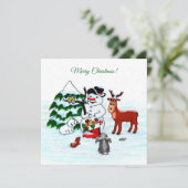 Frohe Weihnachten! Snowman mit Freunden (Stehend Vorderseite)