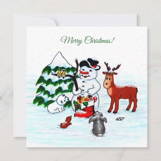 Frohe Weihnachten! Snowman mit Freunden (Vorderseite)