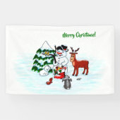 Frohe Weihnachten! Snowman mit Freunden Banner (Horizontal)