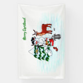Frohe Weihnachten! Snowman mit Freunden Banner (Vertikal)