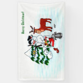 Frohe Weihnachten! Snowman mit Freunden Banner (Vertikal)