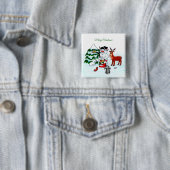 Frohe Weihnachten! Snowman mit Freunden Button (Beispiel)
