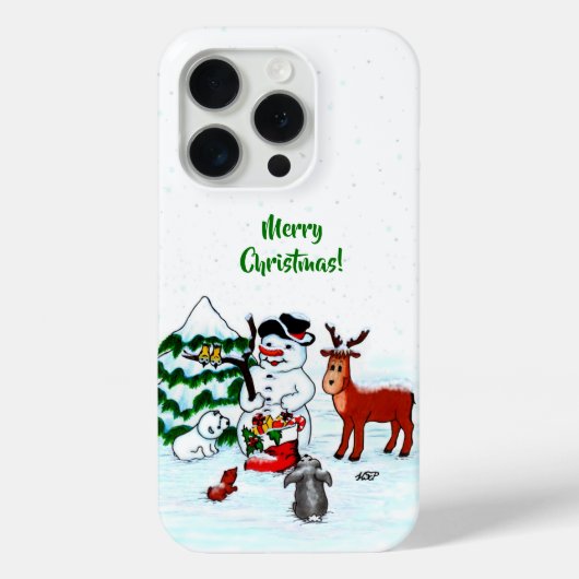 Frohe Weihnachten! Snowman mit Freunden Case-Mate iPhone Hülle (Rückseite)