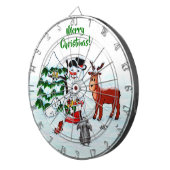 Frohe Weihnachten! Snowman mit Freunden Dartscheibe (Vorderseite rechts)