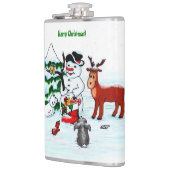 Frohe Weihnachten! Snowman mit Freunden Flachmann (Links)