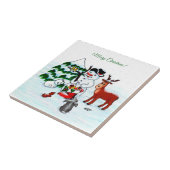 Frohe Weihnachten! Snowman mit Freunden Fliese (Seite)