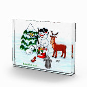 Frohe Weihnachten! Snowman mit Freunden Fotoblock (Rechts)