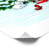 Frohe Weihnachten! Snowman mit Freunden Fotodruck (Ecke)