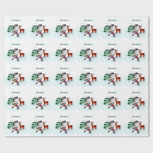 Frohe Weihnachten! Snowman mit Freunden Geschenkpapier (Flach)