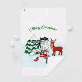 Frohe Weihnachten! Snowman mit Freunden Golfhandtuch (Insitu)